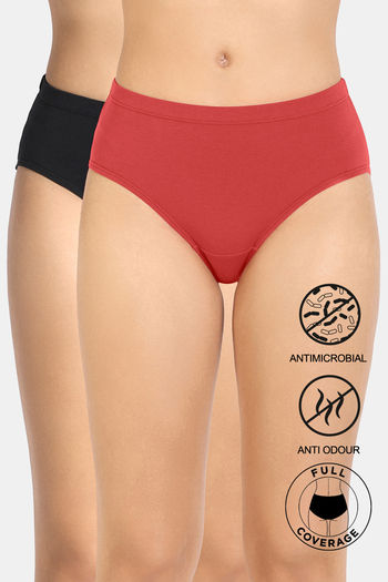 Buy Zivame Medium Rise Full Coverage Hipster Panty (Pack of 2) - Multicolor